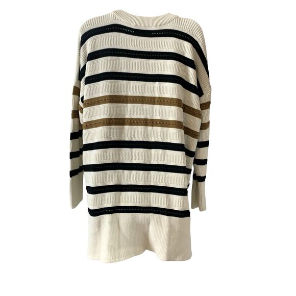 Lane Bryant Striped Tunic Sweater 22/24 Chunky Knit Ribbed Long Sleeve Ivory Tan - Picture 5 of 12
